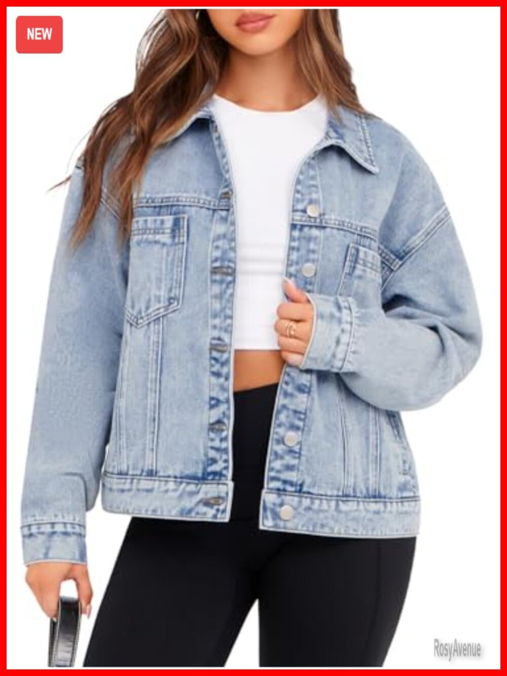 Oversized Denim Jacket Women Long Sleeve Button Down Casual Fall Coat